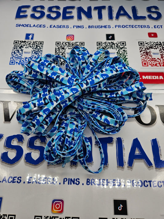 Blue camo shoelaces